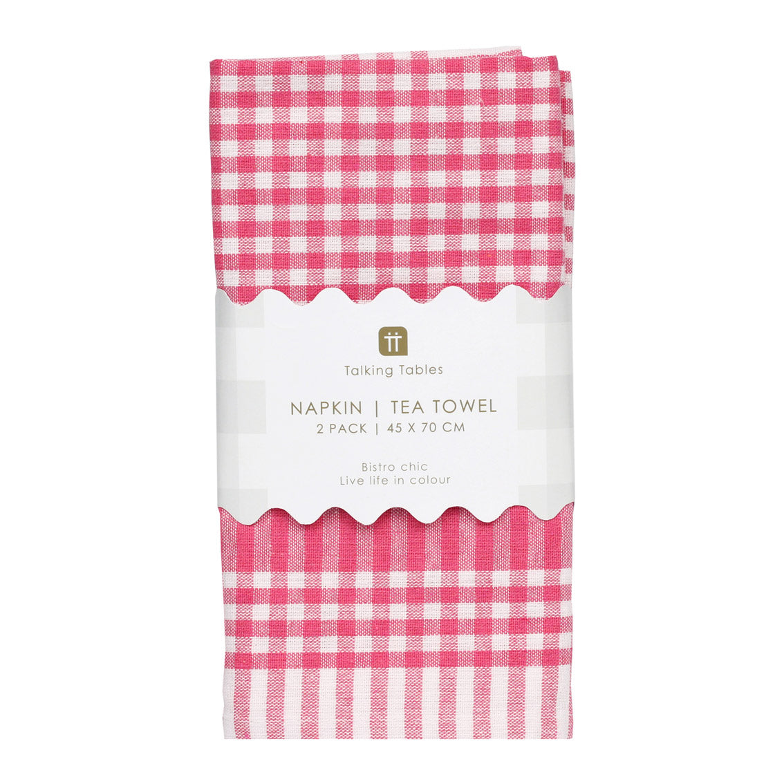Pink Gingham Fabric Napkins/Tea Towels - 2 Pack