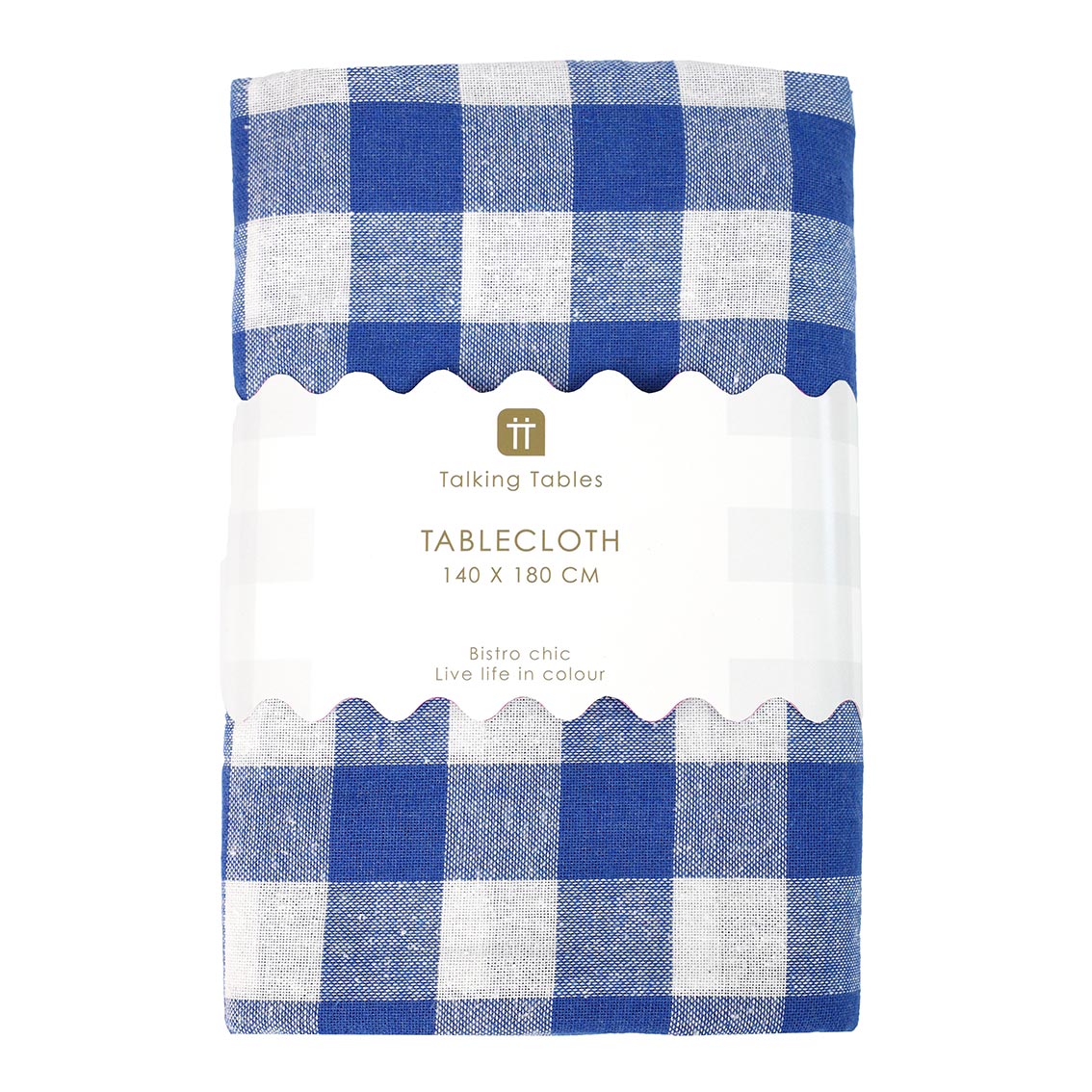 Blue Gingham Fabric Tablecloth