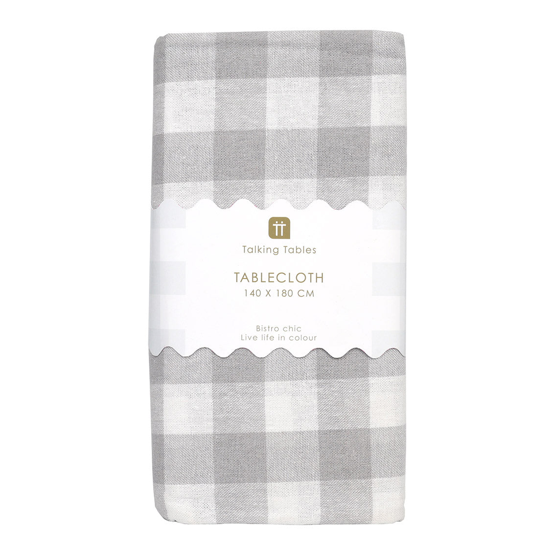 Grey Gingham Fabric Tablecloth