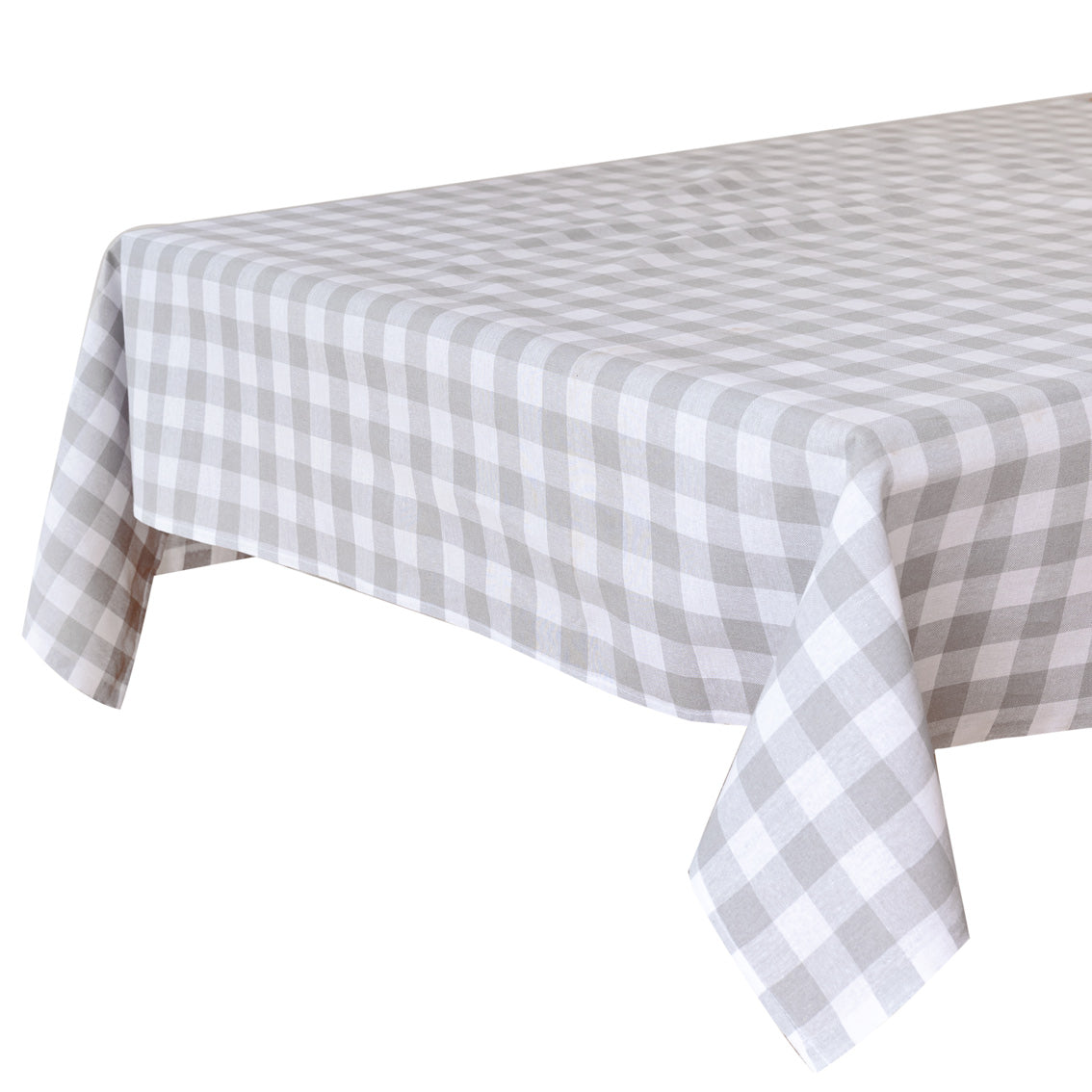 Grey Gingham Fabric Tablecloth