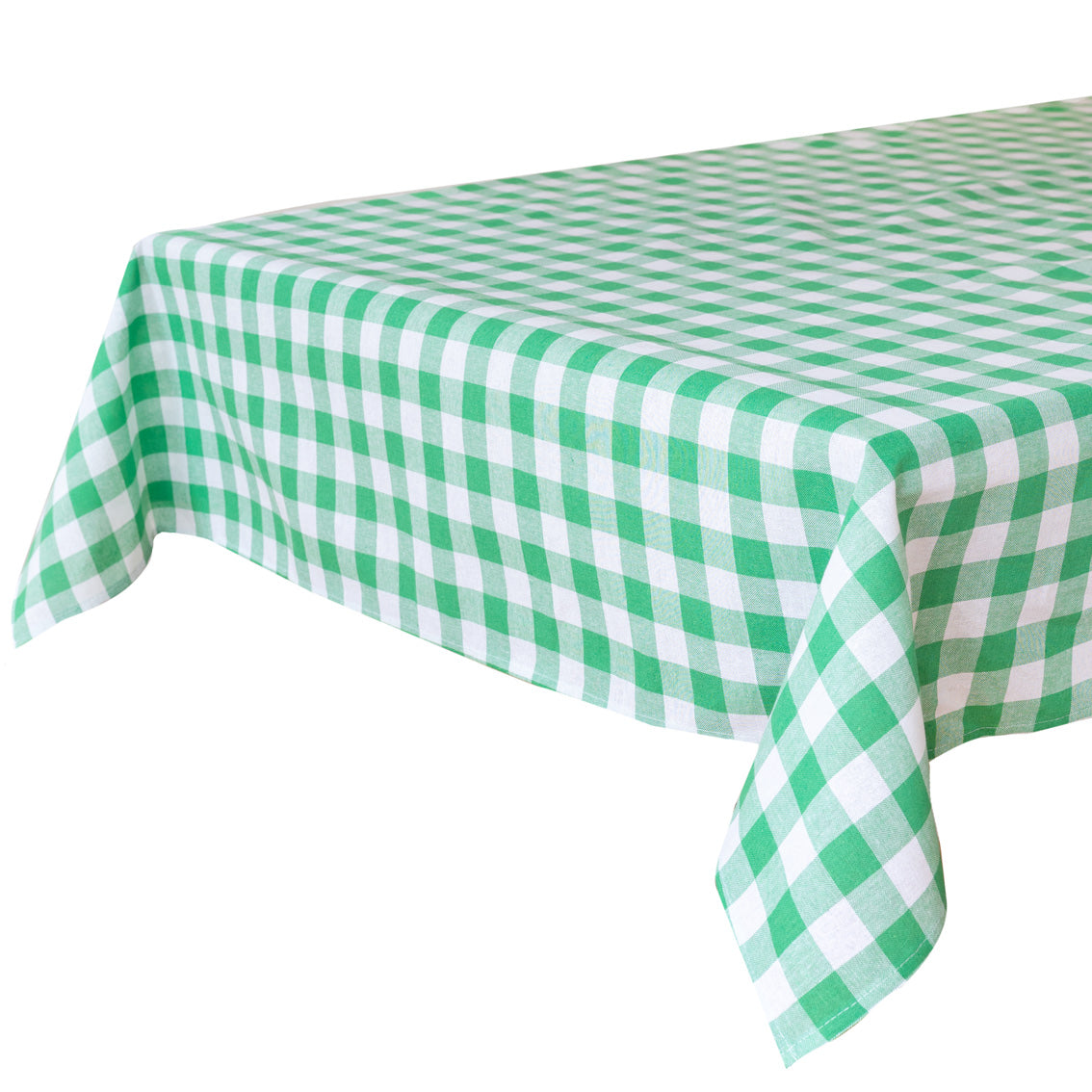 Green Gingham Fabric Tablecloth