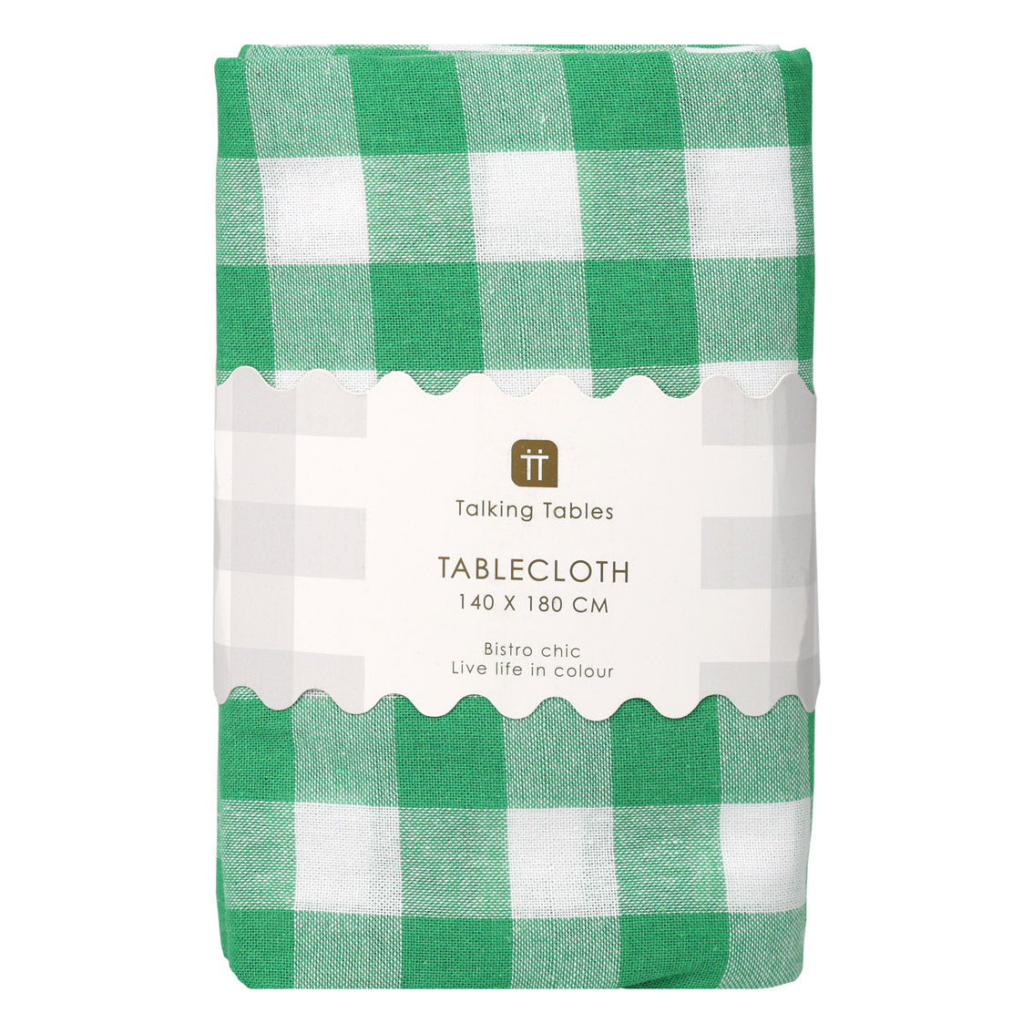 Green Gingham Fabric Tablecloth