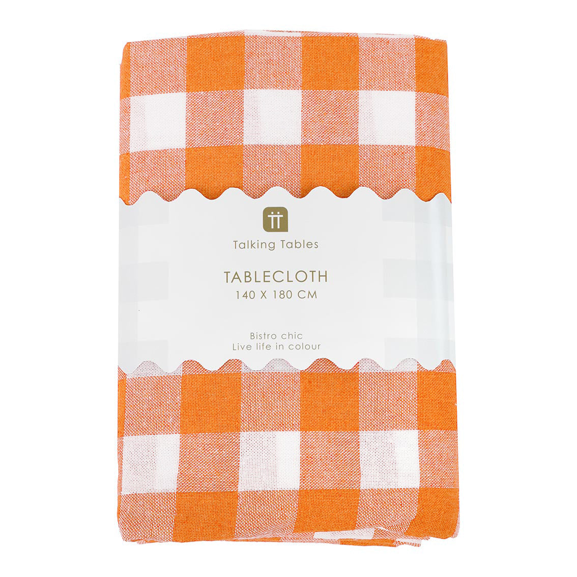 Orange Gingham Fabric Tablecloth