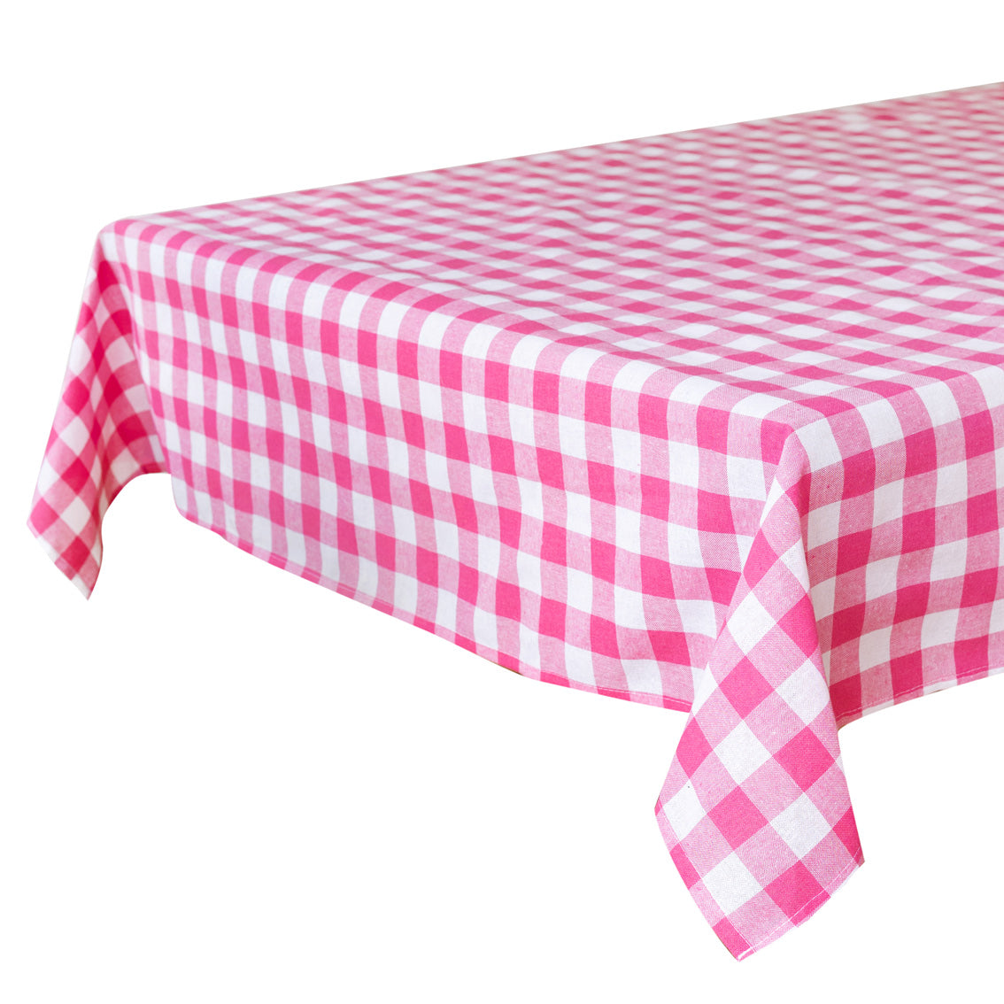 Pink Gingham Fabric Tablecloth