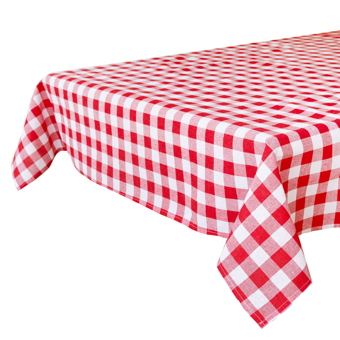 Red Gingham Fabric Tablecloth