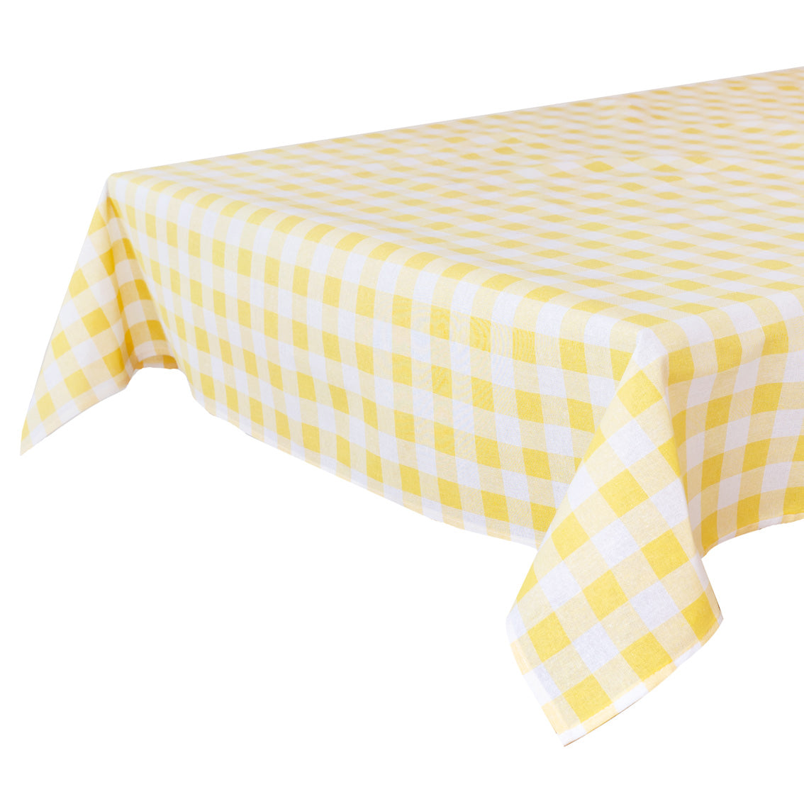 Yellow Gingham Fabric Tablecloth