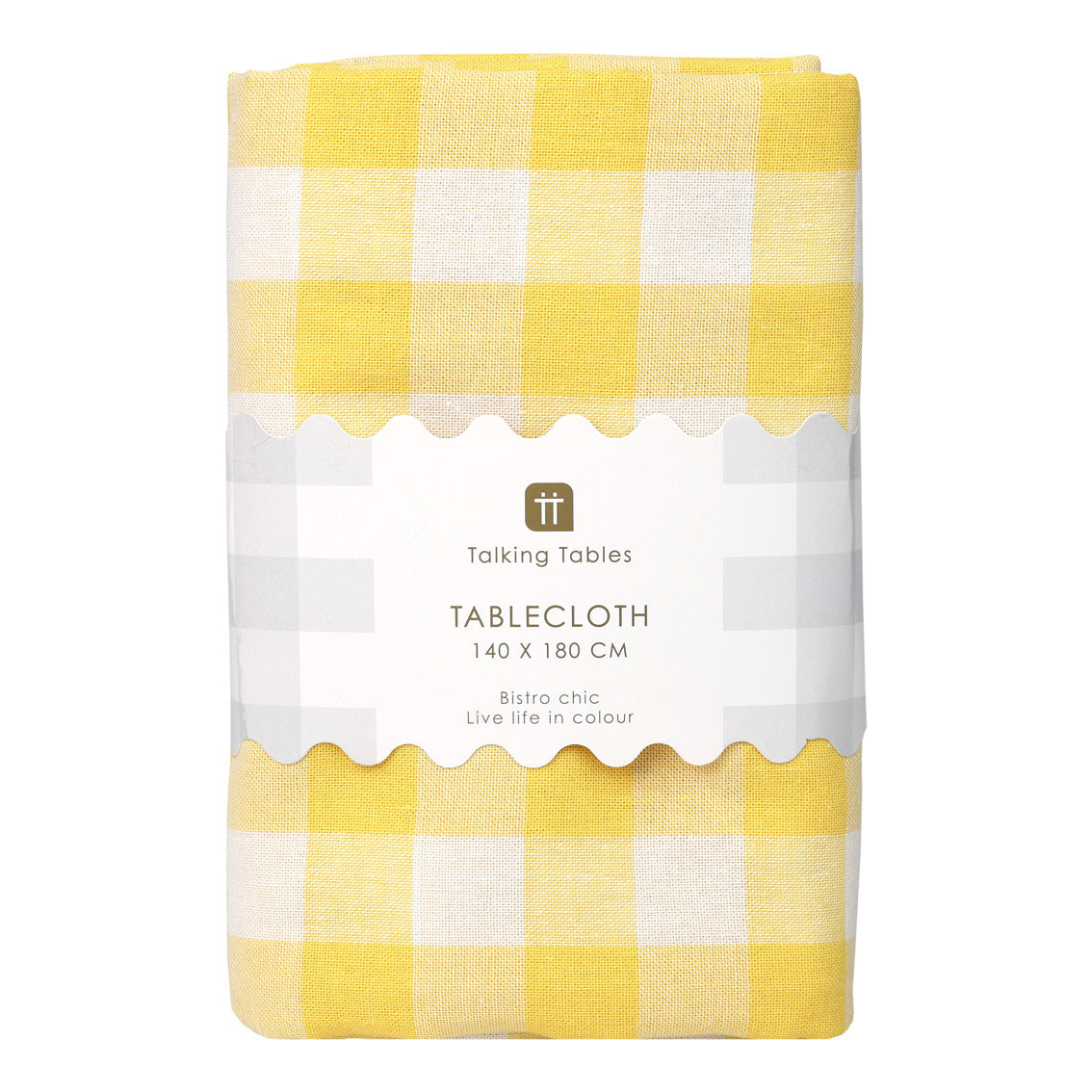 Yellow Gingham Fabric Tablecloth