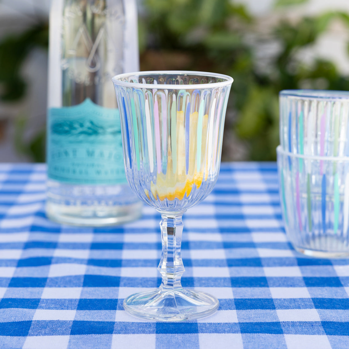 Blue Gingham Fabric Tablecloth