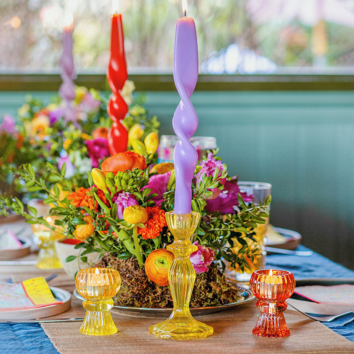 Yellow Glass Candle Holder