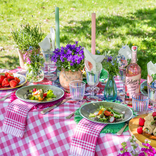 Pink & White Gingham Tablecloth