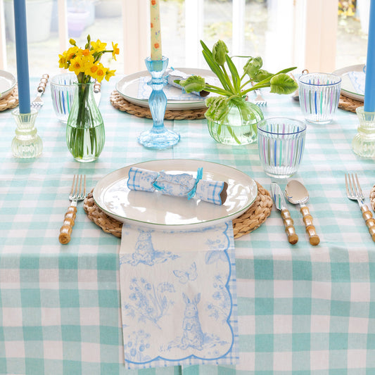 Mint Green & White Gingham Tablecloth